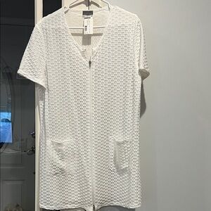 Jordan Taylor White Waffle Zipper Beach Cover Up NWT Size Large